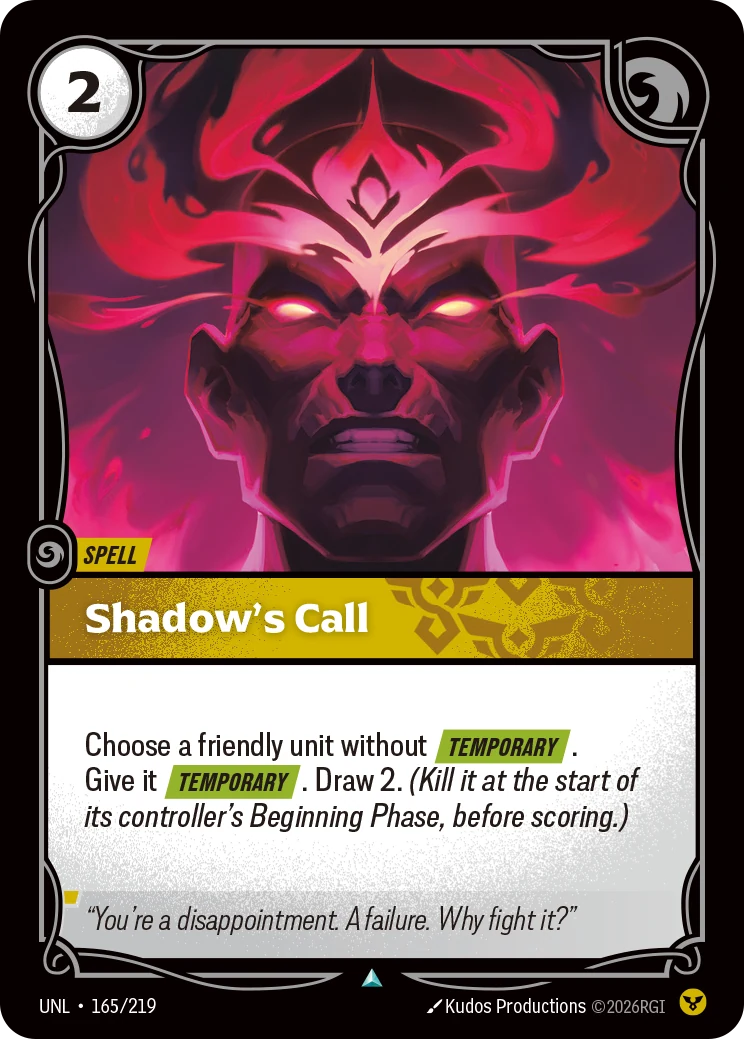 Shadow's Call — Unleashed #165 (Riftbound card)