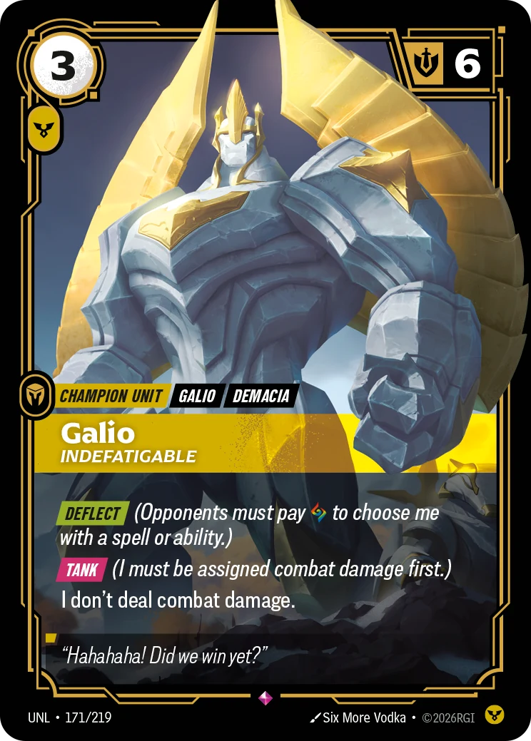 Galio - Indefatigable — Unleashed #171 (Riftbound card)