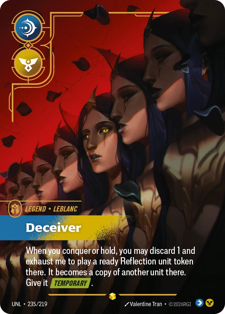 LeBlanc - Deceiver (Overnumbered) — Unleashed #235 (Riftbound card)