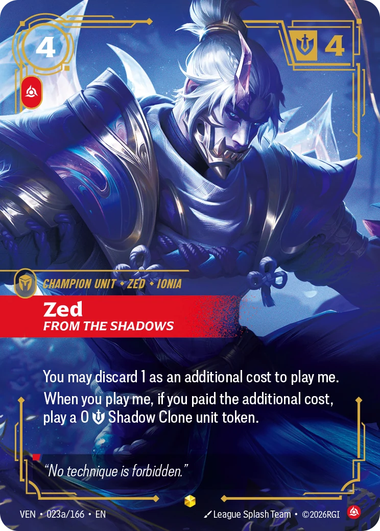 Zed, From the Shadows (Alternate Art) (Vendetta #23)
