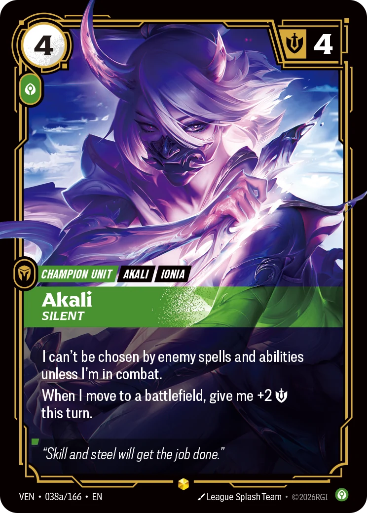 Akali, Silent (Alternate Art) (Vendetta #38)